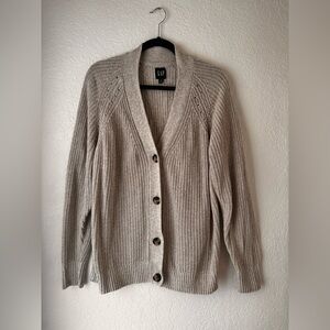 GAP Women's Taupe Button-Up Rib Knit Cardigan 100% Cotton